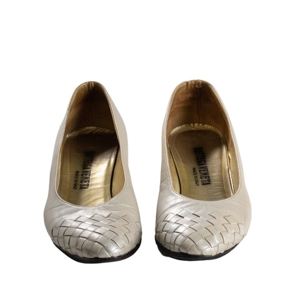 Vintage Bottega Veneta Metallic Intrecciato Pumps Size 6.5 B 80s Taupe as is - Picture 5 of 11